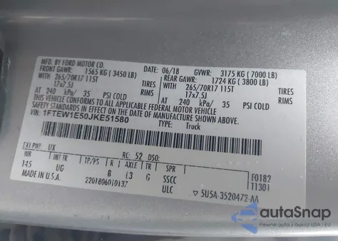 2018 Ford F-150 Xlt from USA, damaged, VIN 1FTEW1E50JKE51580